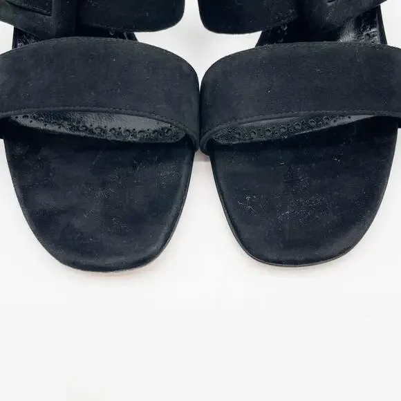 Manolo Blahnik Titubanew Black Suede Open Toe Buckle Mule Sandals Heels IT 36.5 - Picture 7 of 11